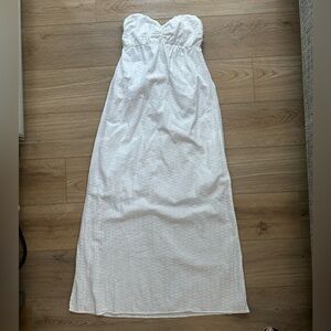 Tommy Bahama white strapless cotton eyelet beach maxi dress (small)